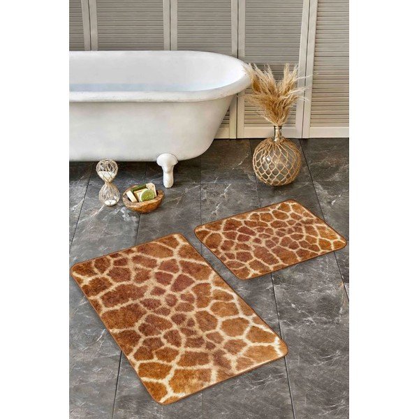 Set di tappetini per il bagno marroni in velluto 2 pz 60x100 cm – Mila Home-image-4