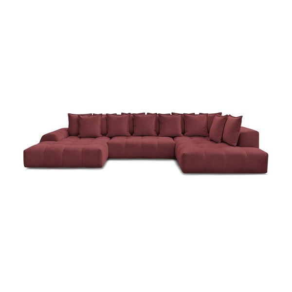 Divano angolare burgundy allungabile e con contenitore (penisola a destra/a U) con rivestimento in ciniglia Everest – Bobochic Paris