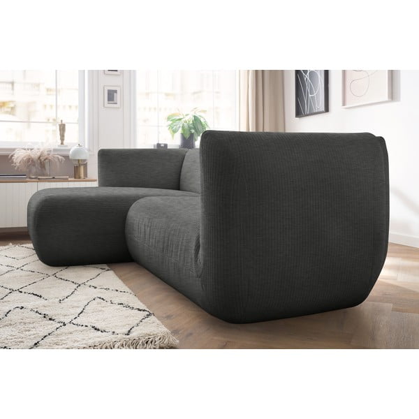 Divano angolare in velluto a coste grigio (angolo sinistro) Lecomte - Bobochic Paris-image-1