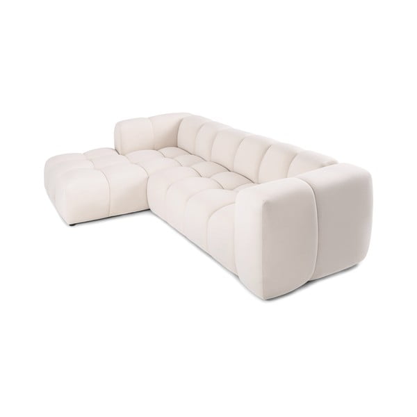 Divano angolare color crema (con penisola a sinistra/con chaise lounge) con rivestimento in velluto Cube – Bonami Selection-image-4