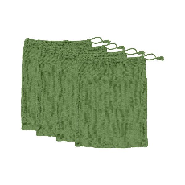 Set di 4 sacchetti per snack in cotone riciclato verde , 30 x 40 cm Eco - Ladelle