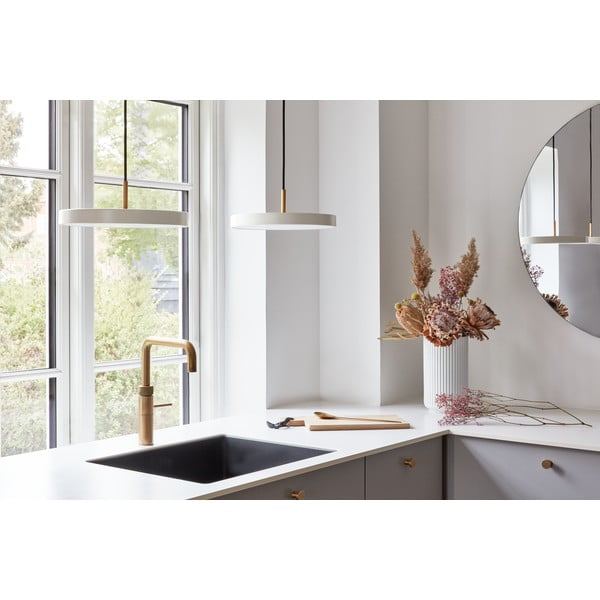 Apparecchio a sospensione dimmerabile LED crema con paralume in metallo ø 31 cm Asteria Plus Mini - UMAGE-image-1