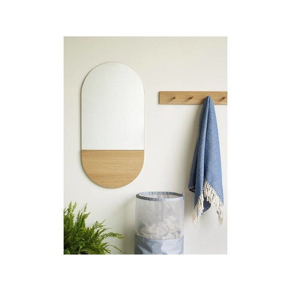 Specchio da parete con dettaglio in legno Mita, 50 x 100 cm - Hübsch-image-1