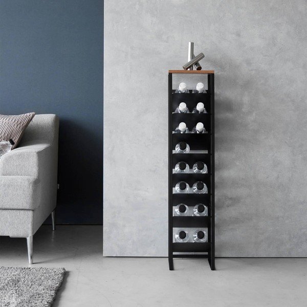 Portabottiglie nero in metallo numero di bottiglie 16 20x88,5x19 cm Tower – YAMAZAKI-image-1