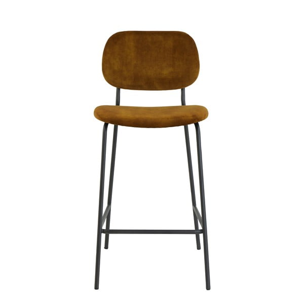 Sgabello da bar in velluto senape 92 cm Emma - Light & Living-image-3