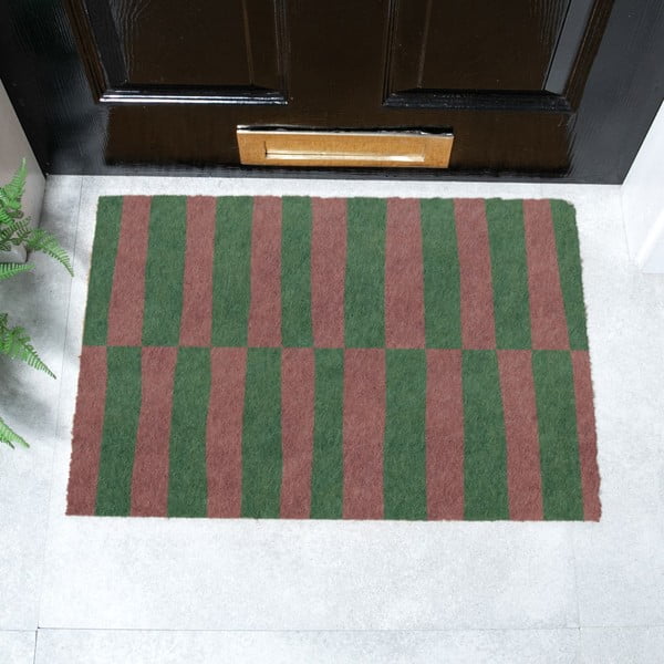 Zerbino in fibre di cocco 40x60 cm Pink & Green Half Stripes – Artsy Doormats-image-2