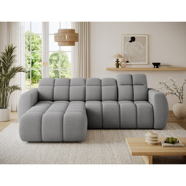 Divano angolare grigio (con penisola a sinistra/con chaise lounge) con rivestimento in bouclé Fanito – ELTAP-image-4