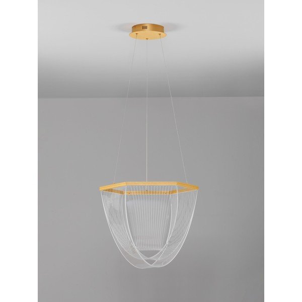 Lampadario LED dorato in alluminio con paralume in vetro acrilico con intensità regolabile ø 52 cm Valentin – Nova Luce-image-4
