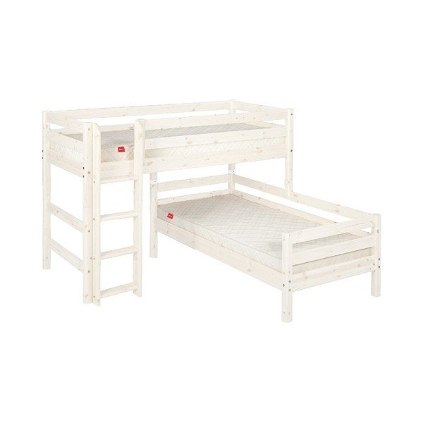 Letto a castello per bambini bianco in legno di pino , 90 x 200 cm Classic - Flexa-image-1