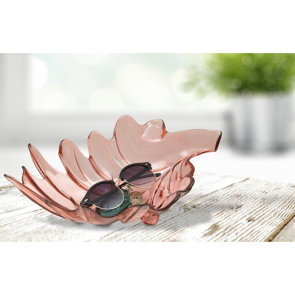 Ciotola in vetro riciclato rosa Leaf, 33 x 20 cm - Mauro Ferretti-image-1