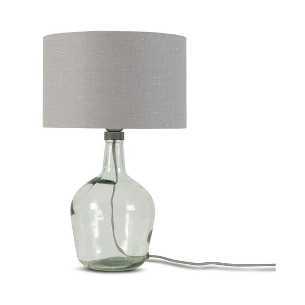 Lampada da tavolo con paralume grigio chiaro e struttura in vetro riciclato di Murano, ⌀ 30 cm - Good&Mojo