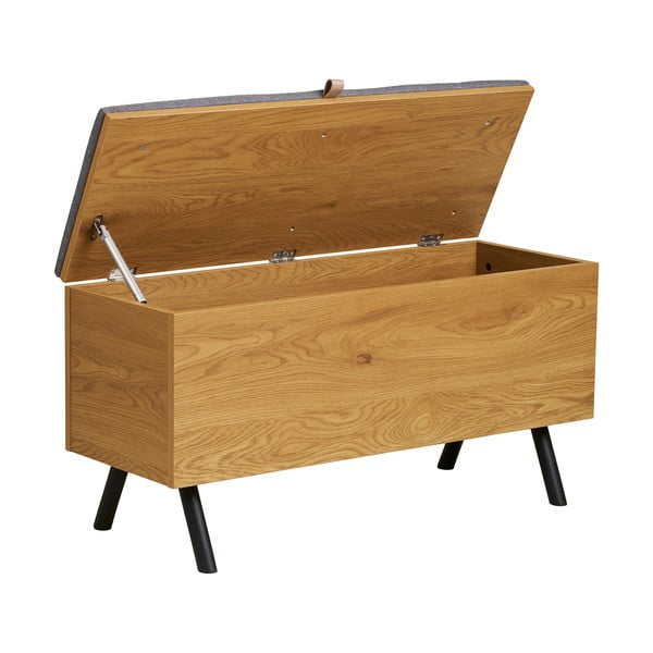 Cassapanca di colore naturale con effetto rovere 92x48x33 cm Barco – House Nordic-image-3