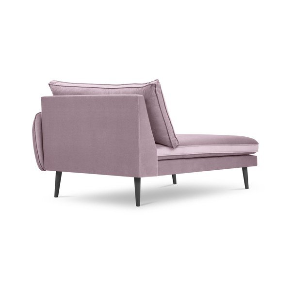 Poltrona lounge in velluto rosa chiaro con gambe nere, angolo destro Lento - Kooko Home-image-2