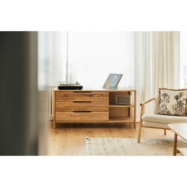 Cassettiera bassa in legno di quercia in colore naturale 140x64 cm Twig - The Beds-image-4