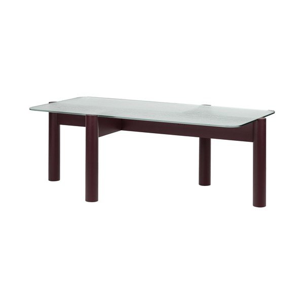 Tavolino da salotto burgundy con piano in vetro 55x105 cm Kob – noo.ma