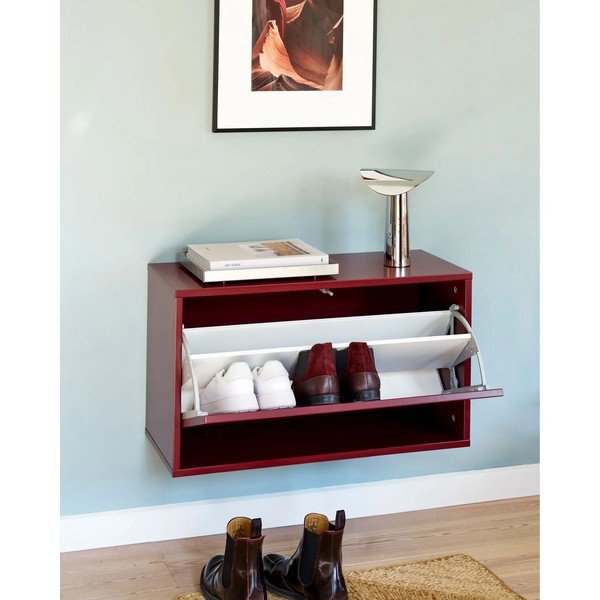 Scarpiera burgundy con ante ribaltabili/da parete 70x30x40 cm – ReCollector-image-1