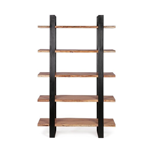 Scaffale nero/di colore naturale in acacia massiccia 110x180x40 cm Artur – Bizzotto