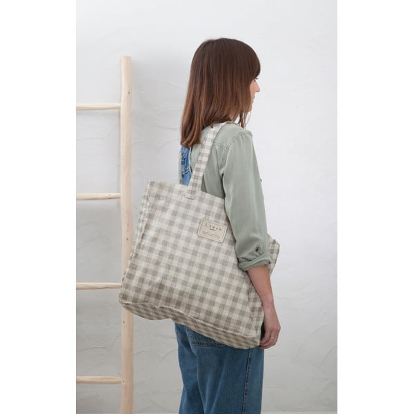 Borsa di lino Borsa di lino grigio Vichy - Really Nice Things-image-1