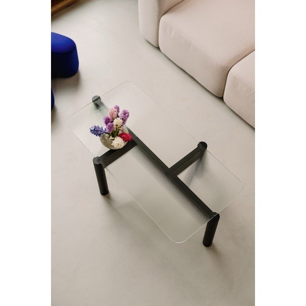 Tavolino da salotto nero con piano in vetro 55x105 cm Kob – noo.ma-image-4