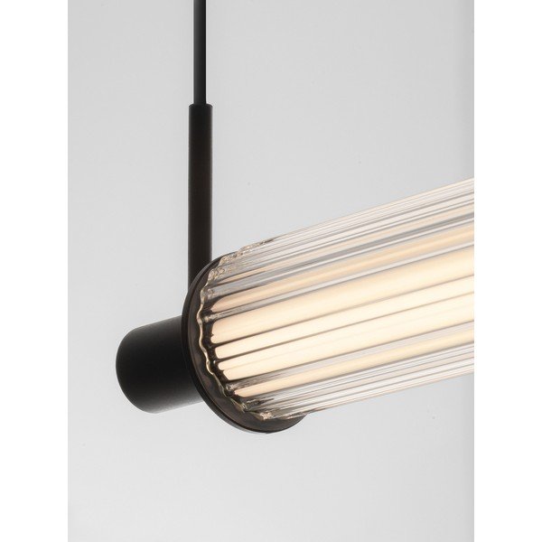 Lampadario LED nero opaco in alluminio con paralume in vetro con intensità regolabile Glovia – Nova Luce-image-3