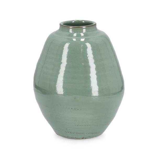 Vaso verde in terracotta fatto a mano (altezza totale 41 cm) Esma – Bizzotto