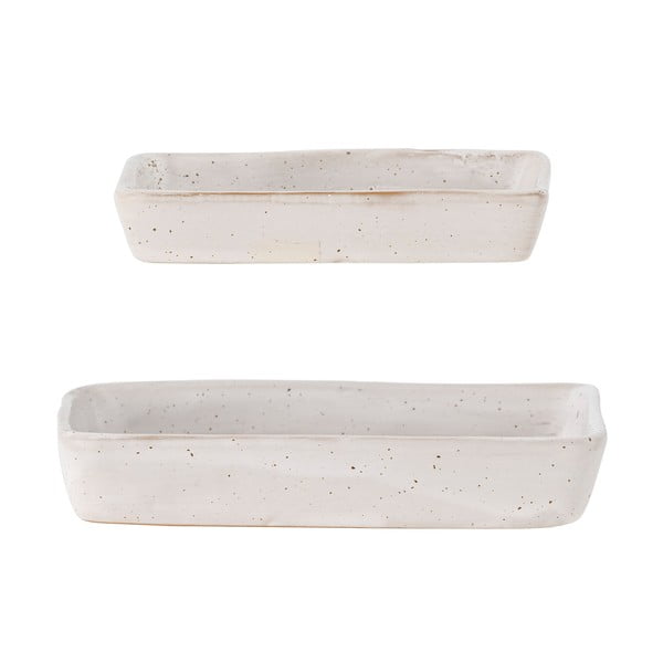 Set di 2 organizer da bagno in gres bianco e blu Aurora - Bloomingville-image-2