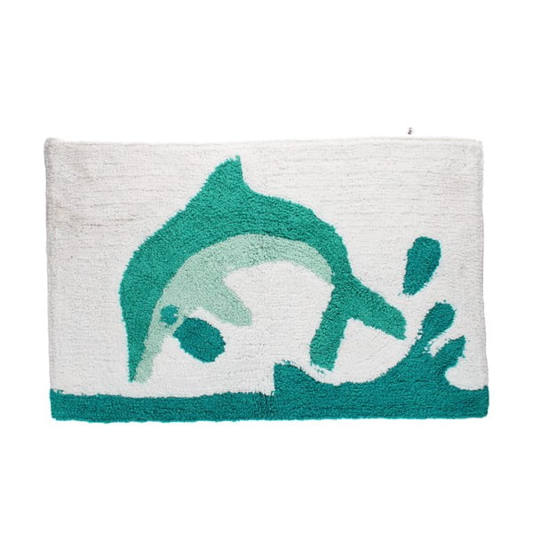 Tappetino per il bagno bianco/turchese 50x80 cm Dolphin – Rex London