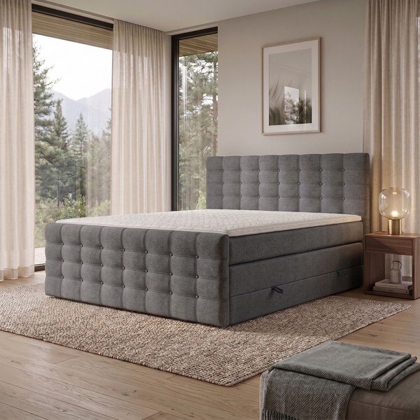 Letto boxspring grigio con contenitore 180x200 cm Blend – Maison de Rêve-image-1