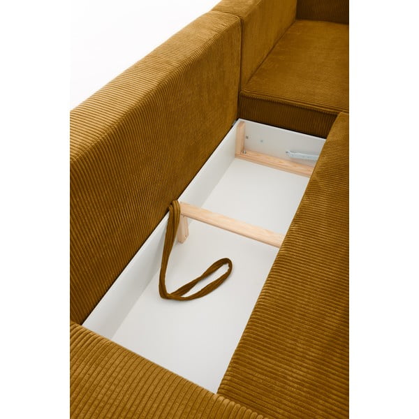 Divano variabile in velluto a coste giallo senape Divano letto angolare Bowie - Bonami Selection-image-1