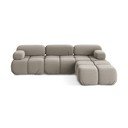Divano angolare componibile beige con rivestimento in velluto Lokua – Makamii