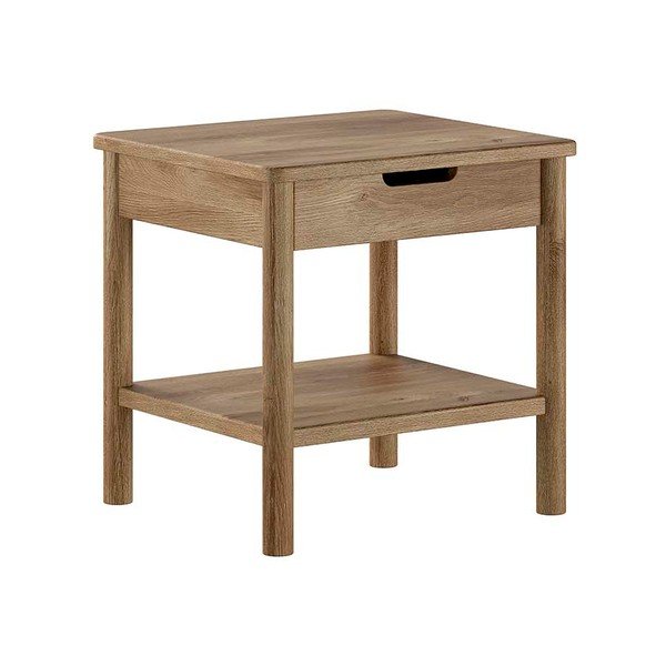 Comodino di colore naturale in rovere massiccio con ripiani Olive – Vipack