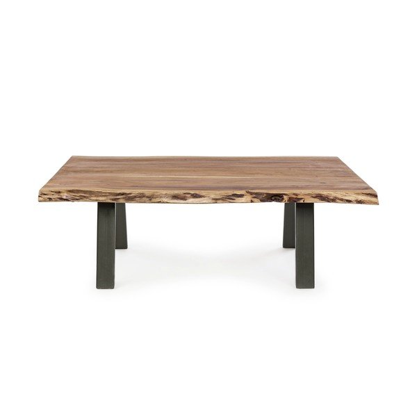 Tavolino da salotto nero/di colore naturale con piano in acacia 65x115 cm Aron – Bizzotto