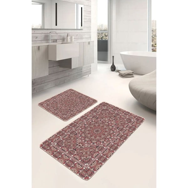 Set di tappetini per il bagno marroni in velluto 2 pz 60x100 cm – Mila Home-image-1