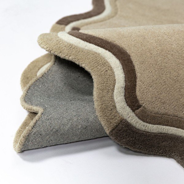 Tappeto di colore naturale in lana tessuto a mano 200x290 cm Leo Scallop – Flair Rugs-image-2