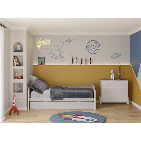 Cassettiera bassa per bambini in legno di pino color crema 90x80 cm Enola - Marckeric-image-1