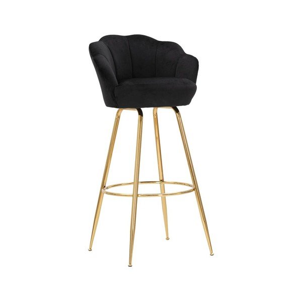 Sedia da bar nera/dorata in velluto con braccioli (altezza della seduta 90 cm) Vienna – Mauro Ferretti