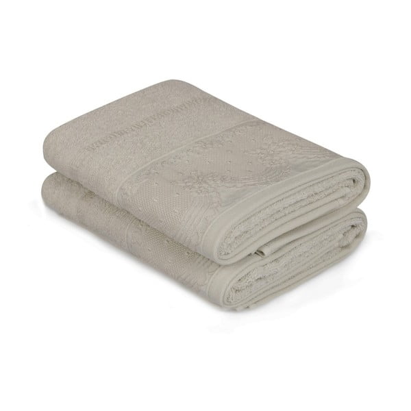 Set di due asciugamani beige Barocco, 90 x 50 cm - Soft Kiss