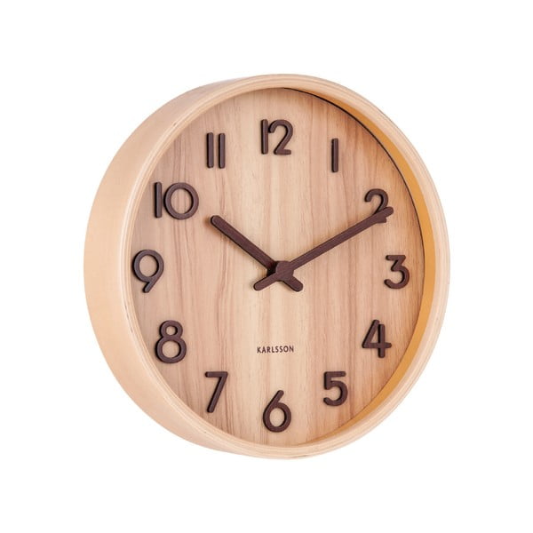 Orologio da parete marrone chiaro in legno di tiglio Piccolo, ø 22 cm Pure - Karlsson-image-1