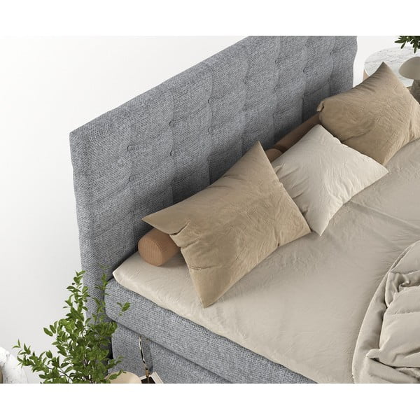 Letto boxspring grigio con spazio contenitivo 160x200 cm Blend - Maison de Rêve-image-1