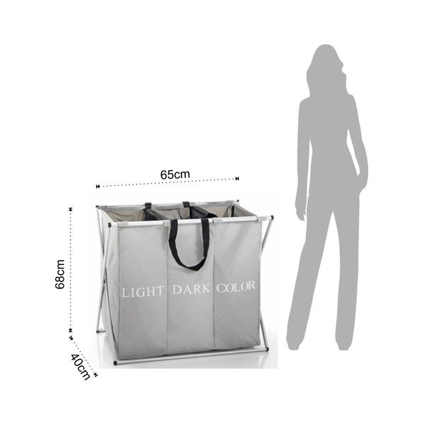 Cestino triplo grigio per la lavanderia - Tomasucci-image-1