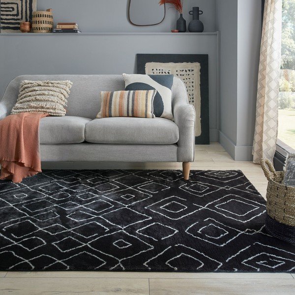 Tappeto lavabile nero 160x230 cm Imran - Flair Rugs-image-1