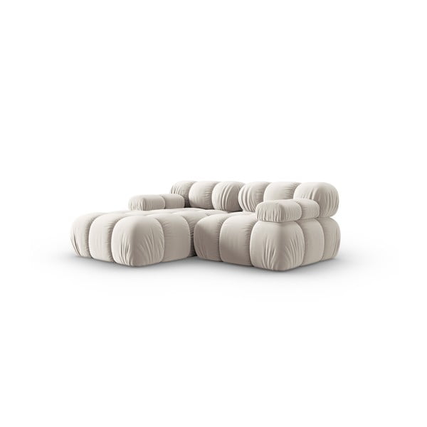 Divano angolare componibile beige (con penisola a sinistra) con rivestimento in velluto Bellis – Micadoni -image-3