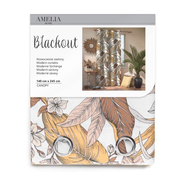 Tenda con motivo floreale marrone , 140 x 245 cm - AmeliaHome-image-3