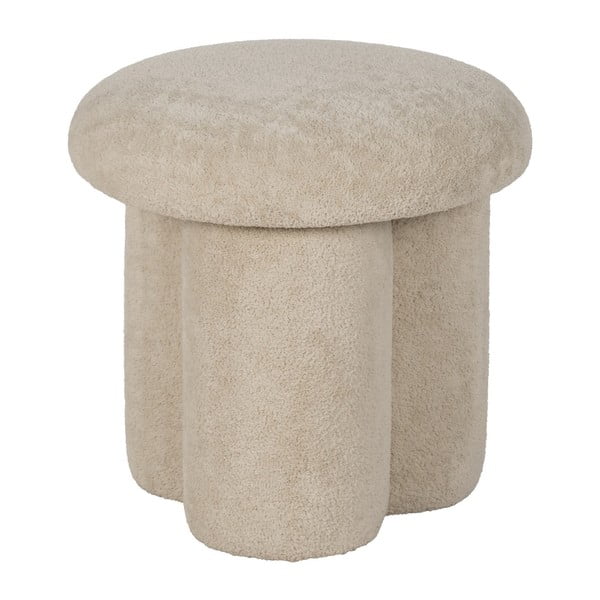 Poggiapiedi beige con rivestimento in bouclé – Ixia