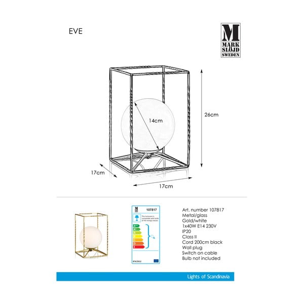 Lampada da tavolo in oro Tavolo Oro Eve - Markslöjd-image-2