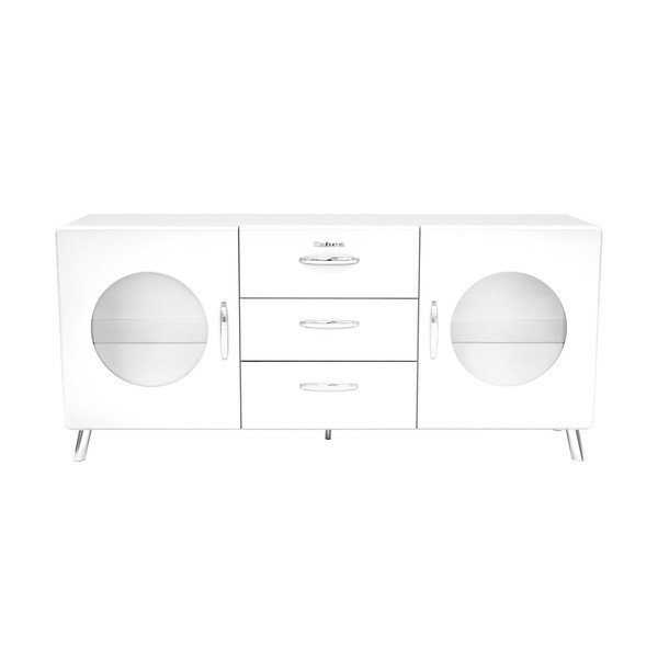 Cassettiera bianca con fori in vetro Cobra, larghezza 163 cm - Tenzo