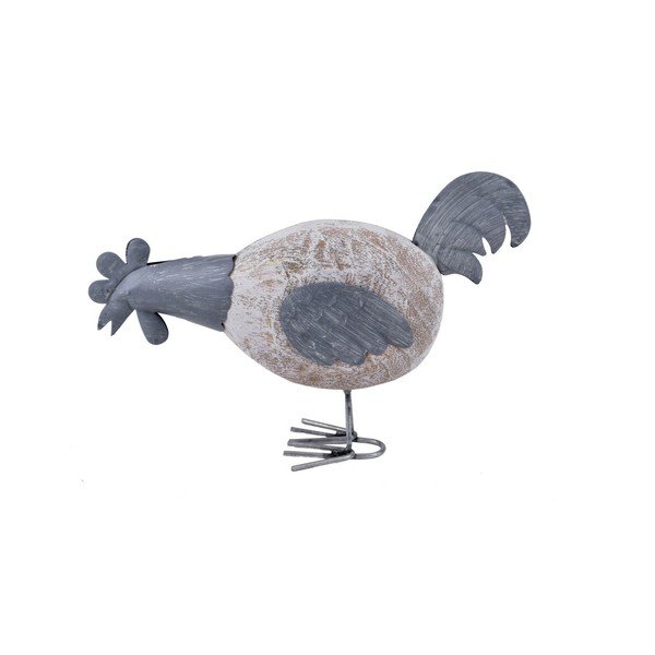 Dekorace z kovu a dřeva ve tvaru kohouta Ego Dekor, 23 x 14 cm