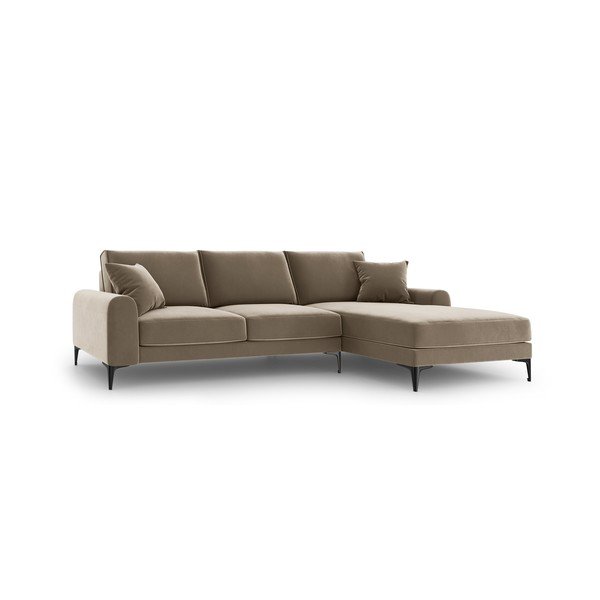 Divano angolare in velluto beige, angolo destro Madara - Mazzini Sofas