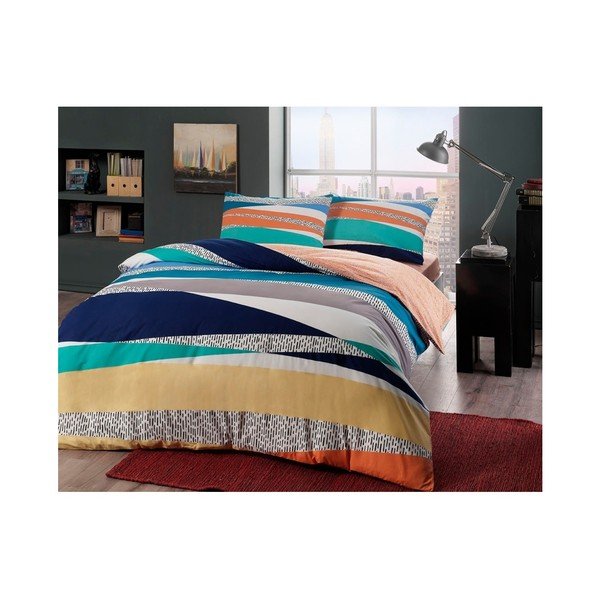 Lenzuolo Ranforce in cotone per letto matrimoniale Genesis Blue, 200 x 220 cm - Unknown