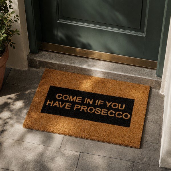 Tappeto in cocco naturale Come In If you Have Prosecco Glitter, 40 x 60 cm - Artsy Doormats-image-1